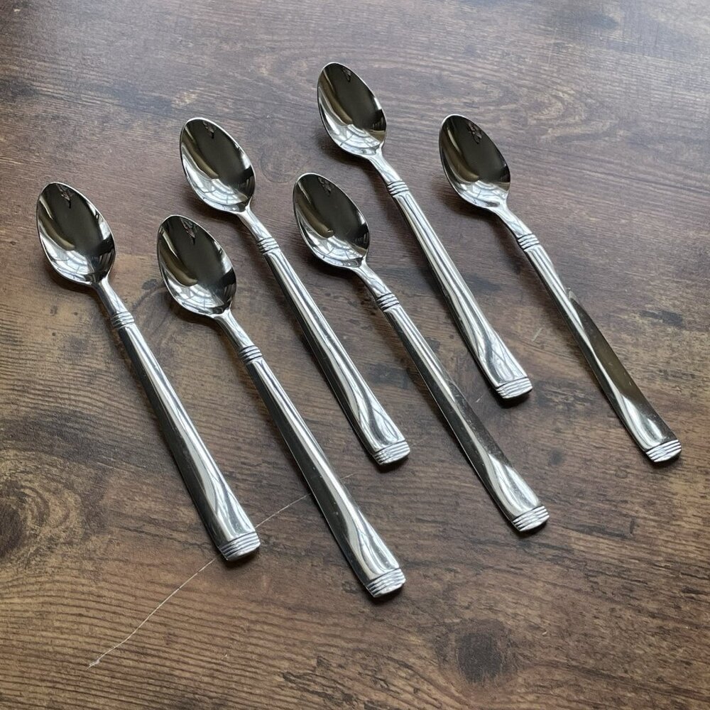 Cambridge Metro Iced Tea Spoons Set of 6 Stainless Steel 7 3/8" Flatware